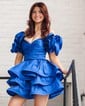 Unique Off-the-shoulder Taffeta Tiered Skater Homecoming Dresses