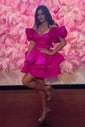 Unique Off-the-shoulder Taffeta Tiered Skater Homecoming Dresses