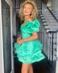Unique Off-the-shoulder Taffeta Tiered Skater Homecoming Dresses