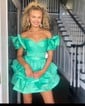 Unique Off-the-shoulder Taffeta Tiered Skater Homecoming Dresses