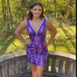 Sparkly V-neck Sequin Lace Bodycon Homecoming Dresses