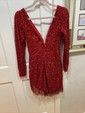 Sparkly Burgundy Bodycon Sequin Fringe Homecoming Dresses