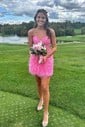 Corset Red Fitted Lace Feathers Homecoming Dresses