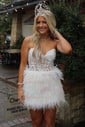 Corset Red Fitted Lace Feathers Homecoming Dresses