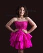 Corset Fuchsia Skater Taffeta Bow Beaded Homecoming Dresses