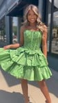 Corset Fuchsia Skater Taffeta Bow Beaded Homecoming Dresses
