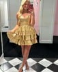 Corset Skater Metallic Tiered Ruffle Homecoming Dresses
