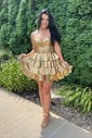 Corset Skater Metallic Tiered Ruffle Homecoming Dresses