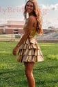 Corset Skater Metallic Tiered Ruffle Homecoming Dresses