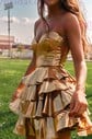 Corset Skater Metallic Tiered Ruffle Homecoming Dresses