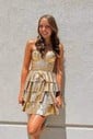 Corset Skater Metallic Tiered Ruffle Homecoming Dresses