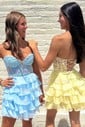Corset Skater Strapless Tiered Homecoming Dresses