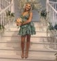 Trendy V-neck Glitter Lace Skater Tiered Homecoming Dresses
