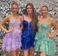 Trendy V-neck Glitter Lace Skater Tiered Homecoming Dresses