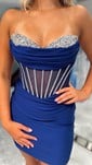 Corset Strapless Velvet Beaded Bodycon Homecoming Dresses