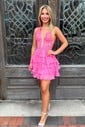 Corset A-line Halter Tiered Homecoming Dresses