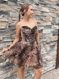 Strapless Cheetah Print Ruffle Tiered Homecoming Dresses