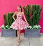 Corset A-line Sweetheart Chiffon Ruched Floral Print Homecoming Dresses