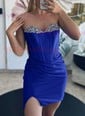 Corset Black Bodycon Satin Beaded Homecoming Dresses