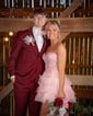 Corset Strapless Organza Lace Skater Tiered Homecoming Dresses