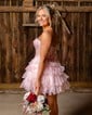 Corset Strapless Organza Lace Skater Tiered Homecoming Dresses