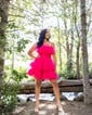 Petite Strapless Tulle Tiered Skater Homecoming Dresses
