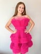 Petite Strapless Tulle Tiered Skater Homecoming Dresses