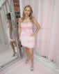 Strapless Sequin Feather 3D Floral Bodycon Homecoming Dresses