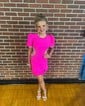 Scoop Neck Tight Stretch Crepe Beaded Short Sleeves Homecoming Dresses