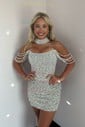 Unique Off-the-shoulder Sequin Bodycon Pearl Homecoming Dresses
