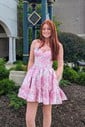 Corset Skater Satin Sweetheart Ruffle Homecoming Dresses
