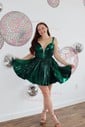 Sparkly A-line V-neck Metallic Homecoming Dresses