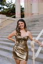 Corset Bodycon Metallic Strapless Ruched Homecoming Dresses