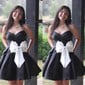 Modest Strapless Satin Bow Skater Homecoming Dresses