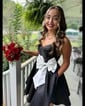 Modest Strapless Satin Bow Skater Homecoming Dresses