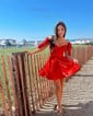 Corset Off-the-shoulder Satin Bow Skater Homecoming Dresses