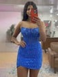 Sparkly Bodycon Strapless Beaded Homecoming Dresses