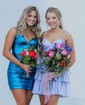 Sparkly A-line Strapless Tiered Beaded Homecoming Dresses