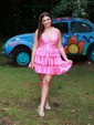 Sparkly A-line V-neck Satin Tiered Beaded Homecoming Dresses