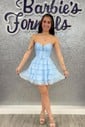 A-line Ruched Tiered Ruffle Homecoming Dresses with Bow