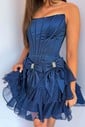 Corset Skater Straight Satin Tiered Homecoming Dresses