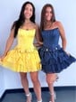 Corset Skater Straight Satin Tiered Homecoming Dresses