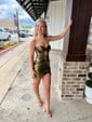 Cut Out Strapless Bodycon Metallic Ruched Homecoming Dresses
