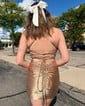 Sparkly Tight V-neck Backless Beaded Homecoming Dresses