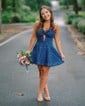 Sparkly Corset A-line Satin Strapless Beaded Homecoming Dresses