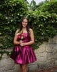 Modest Strapless Taffeta Skater Ruched Homecoming Dresses With Bow