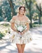 Corset Off-the-shoulder Metallic Skater Tiered Homecoming Dresses