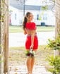 Scoop Neck Tight Stretch Crepe Beaded Short Sleeves Homecoming Dresses