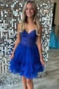 Strapless Tulle Corset Ruffle Homecoming Dresses with Appliques