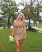 Sparkly Strapless Velvet Sequin Bodycon Beaded Homecoming Dresses